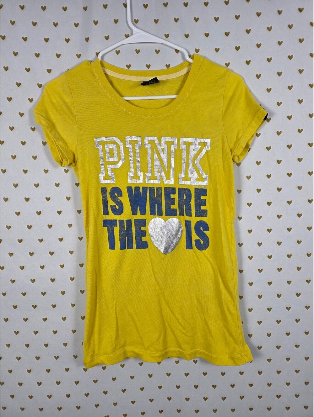 Victorias Secret PINK Vintage Logo Where the heart is Y2k Tee shirt Medium